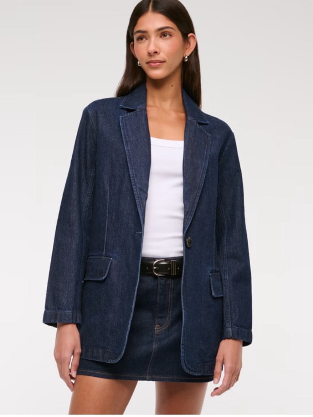 Abercrombie & Fitch Dark Denim Blazer Jacket
